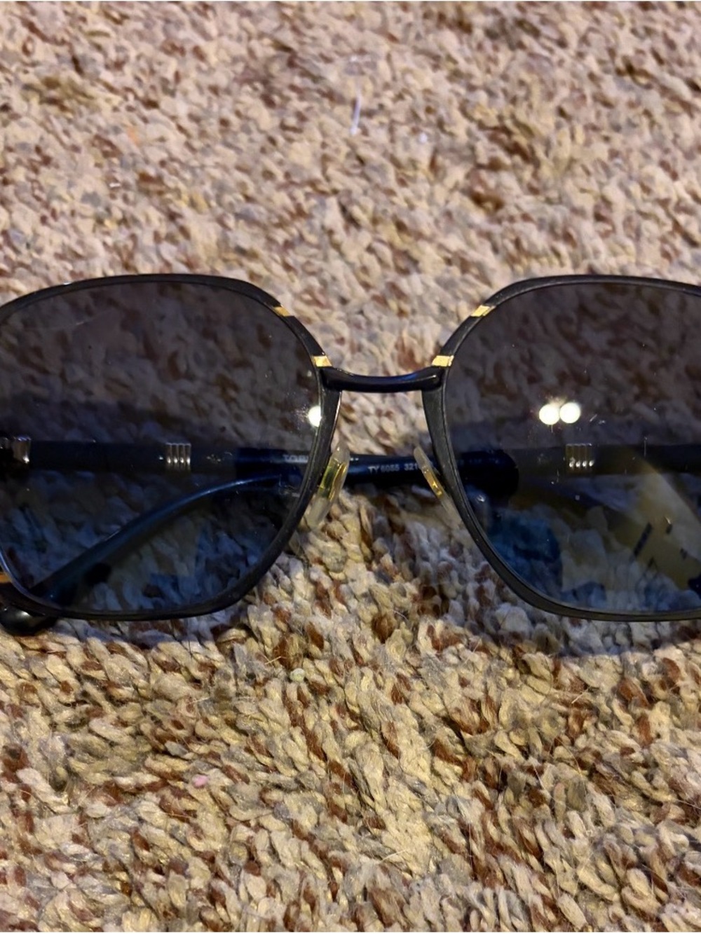 Tory Burch Navy Frame Sunglasses with Dark Blue Lenses and gold detail